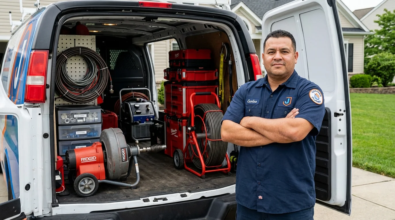 Professional drain cleaning equipment and Johns Plumbing LLC plumber in Cottage Grove