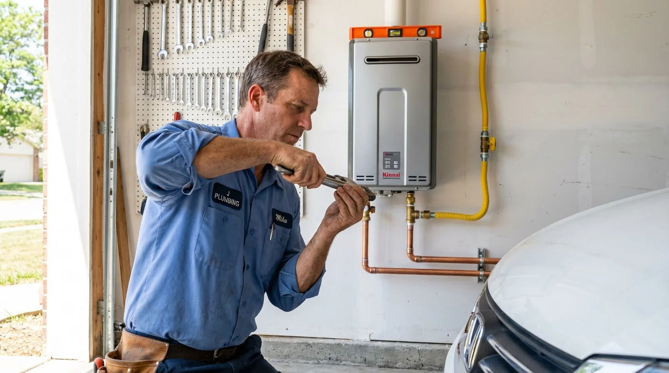 Tankless water heater installation by a Johns Plumbing LLC plumber in Cottage Grove
